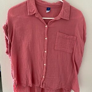 Linen Pink Button-Up Top